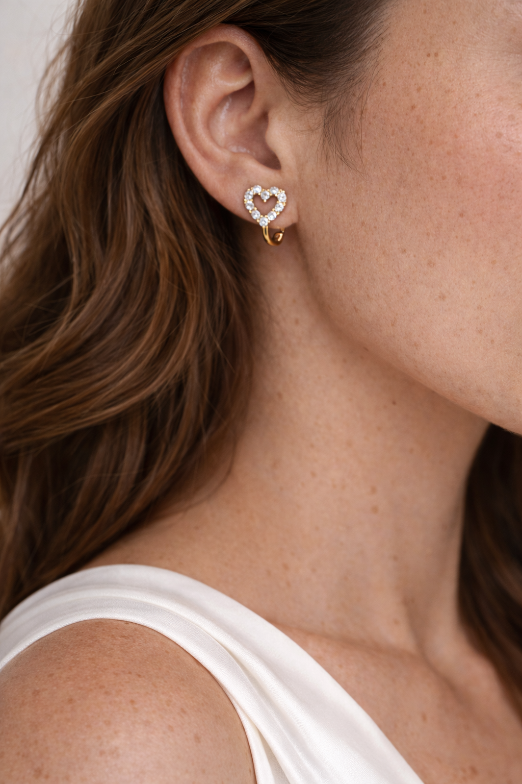 Crystal Heart Hoop Earrings