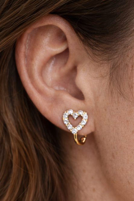 Crystal Heart Hoop Earrings