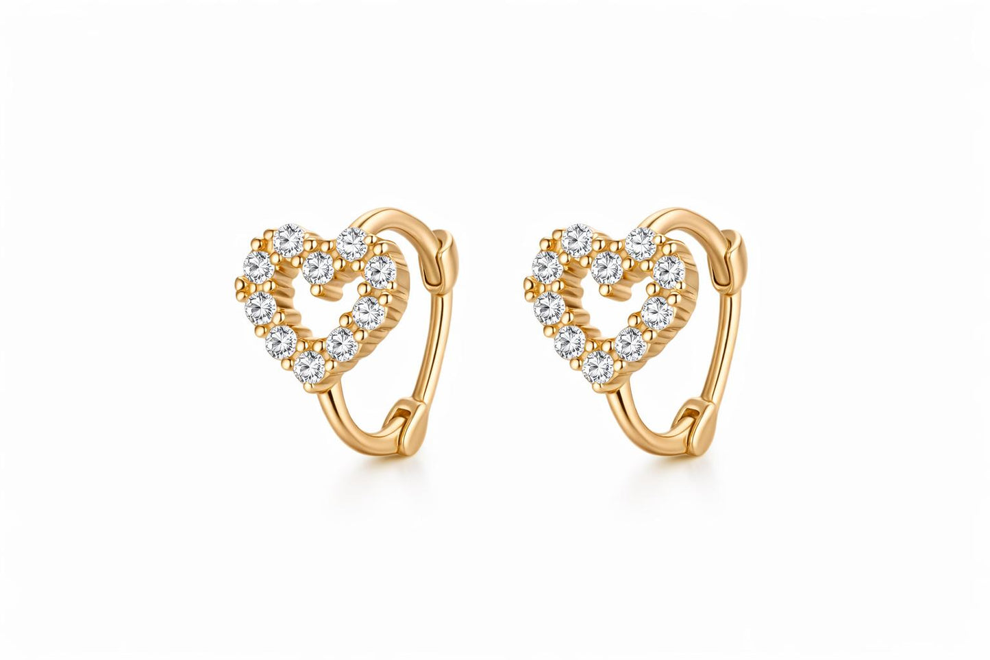 Crystal Heart Hoop Earrings