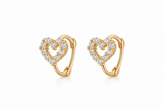 Crystal Heart Hoop Earrings